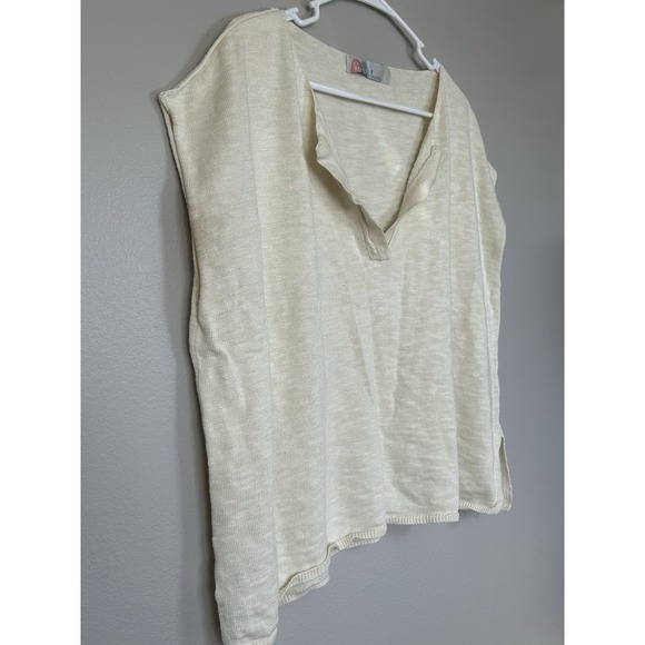 FP Beach Marina Del Sol Sweater Top Cream small oversized boho Beach Preppy Knit - Picture 3 of 12